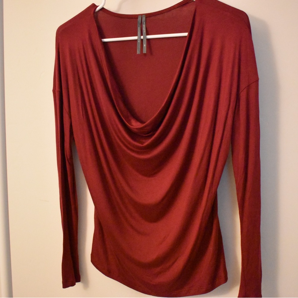 Anthropologie Deep Red Long Sleeve Top
